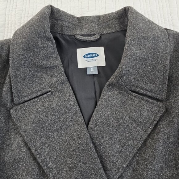 Old Navy Wool Blend Pea Coat Women's XL Double Breasted Gray Grey NWOT Vented - Picture 5 of 15
